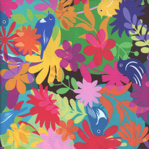 In the Beginning Fabrics Flock Together by Jason Yenter Multi Birds and Flowers