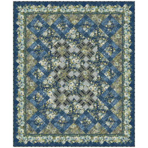 In the Beginning Fabrics Carpet Bag Romance Blue Carpet Bag Romance Quilt Kit