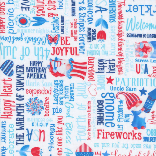 Benartex Fabrics All American Gnomes All American Words White