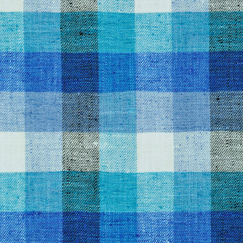 P Kaufmann Fabrics Union Check Caspian Blue GreenCream