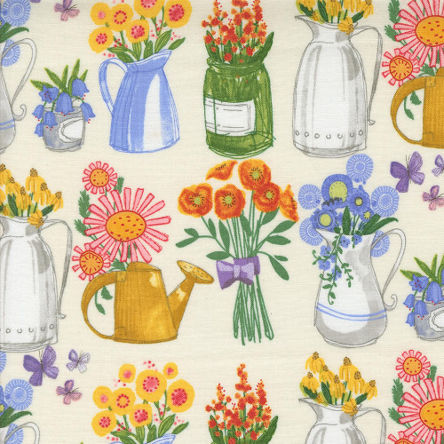 Moda Fabrics Superbloom Robin Pickens Flea Market Vases Cream Multi