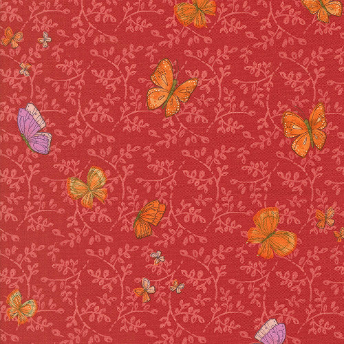 Moda Fabrics Superbloom Robin Pickens Butterfly Trellis Geranium Red