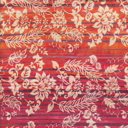 Riley Blake Fabrics Expressions Batiks Color Bands Sunset Floral Damask Over Stripe