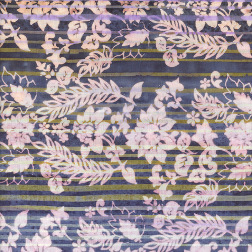 Riley Blake Fabrics Expressions Batiks Color Bands Slate Blue Floral Damask Over Stripe