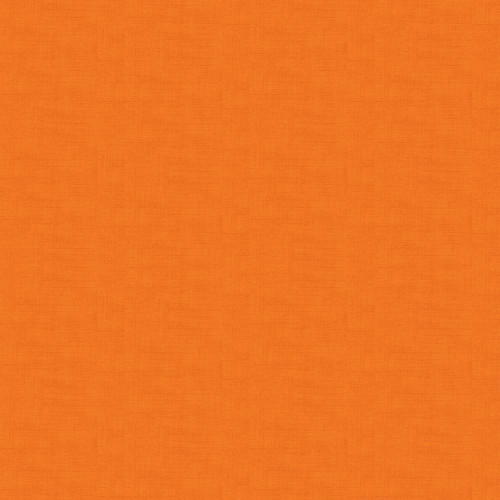 Andover Fabrics Linen Texture by Makower UK Orange, close-up image of textured orange linen fabric with subtle woven pattern.