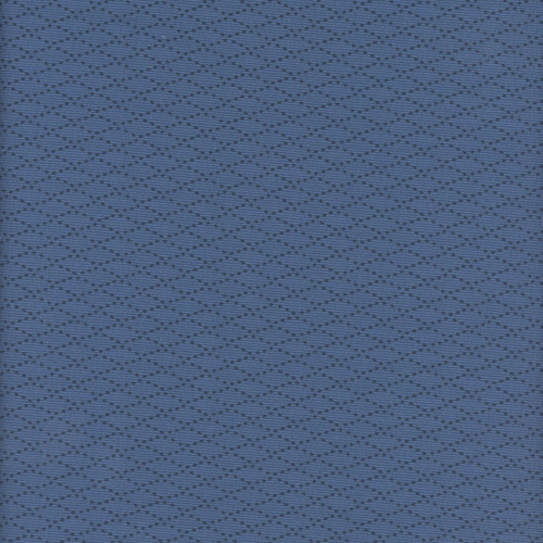 Marcus Fabrics Middleboro Road Suzi Smith Navy Diamond, fabric pattern featuring a navy diamond design with dotted lines on a blue background.