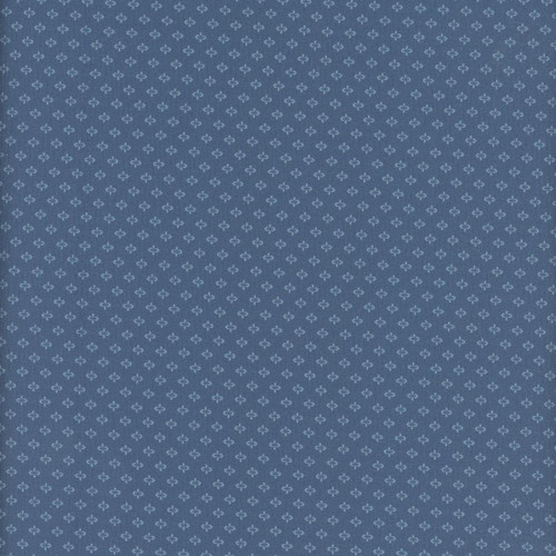 Marcus Fabrics Middleboro Road Suzi Smith Navy Geo, fabric with a navy background and small white geometric floral pattern.