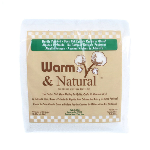 Warm Company Batting Warm & Natural Cotton Queen Size Batt 90in x 108in - Box of 6