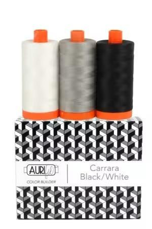 Aurifil USA Color Builder 50wt Thread 3 pc Set Carrara Black White