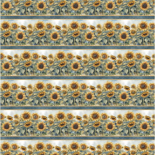 Wilmington Prints Sunkissed Nancy Mink Sunflowers Repeating Stripe