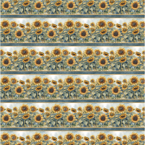 Wilmington Prints Sunkissed Nancy Mink Sunflowers Repeating Stripe