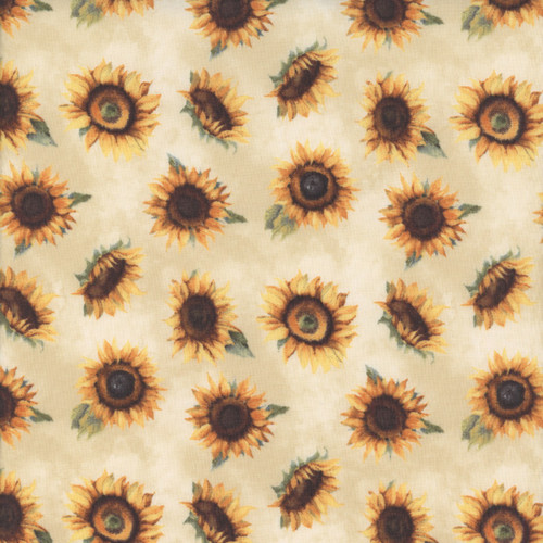 Wilmington Prints Sunkissed Nancy Mink Cream Yellow Tossed Sunflowers