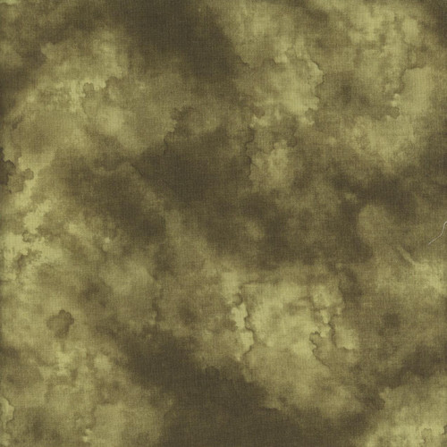 Wilmington Prints Sunkissed Nancy Mink Green Sky Texture, green and gold watercolor-like textured fabric pattern.