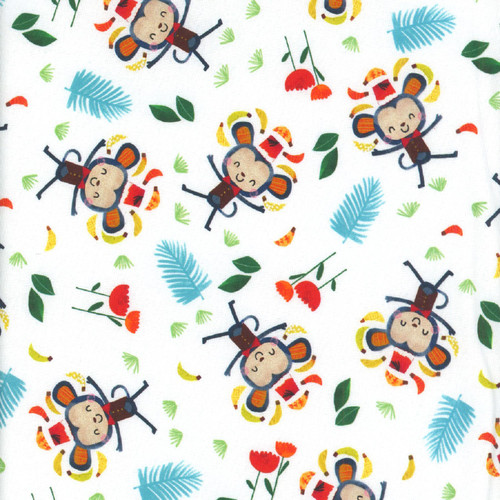 Blank Quilting Fabrics Zoo Crew White Monkeys