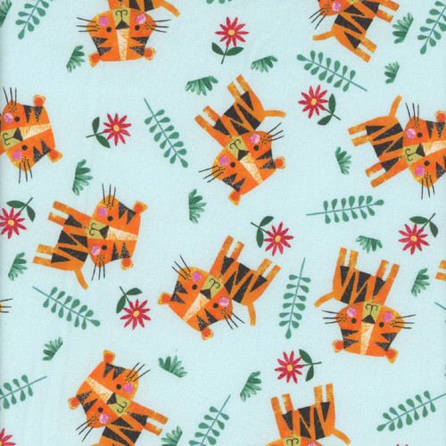Blank Quilting Fabrics Zoo Crew Soft Blue Tigers
