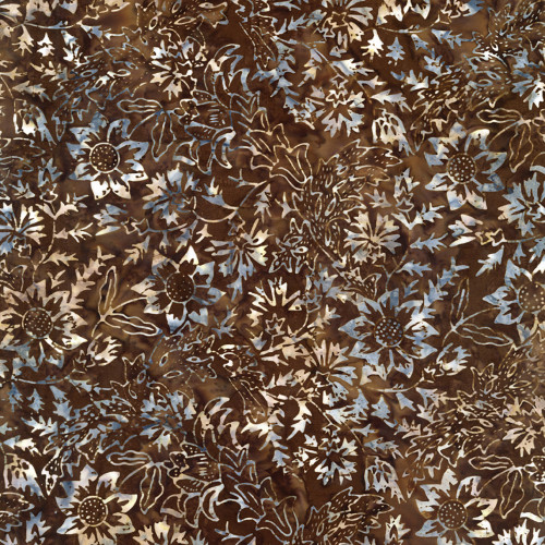 Timeless Treasures Fabrics Tonga Batiks Juniper Bark Brown Harvest Floral