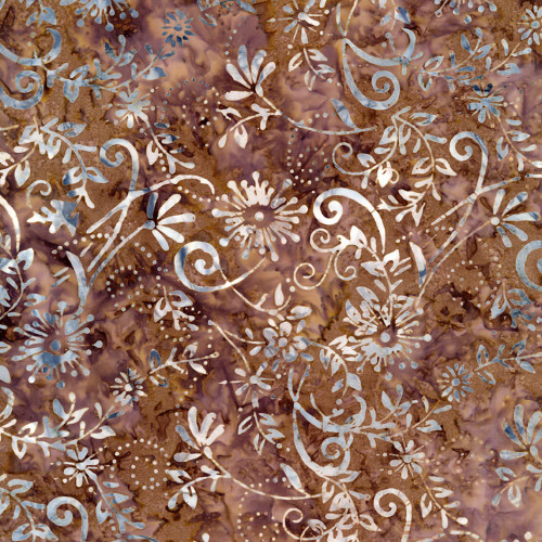 Timeless Treasures Fabrics Tonga Batiks Juniper Fawn Brown Floral and Swirl