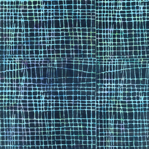 Timeless Treasures Fabrics Tonga Batiks Juniper Ocean Blue Abstract Grid