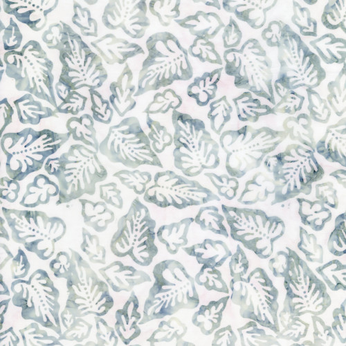 Timeless Treasures Fabrics Tonga Batiks Juniper Dove Grey Leaves