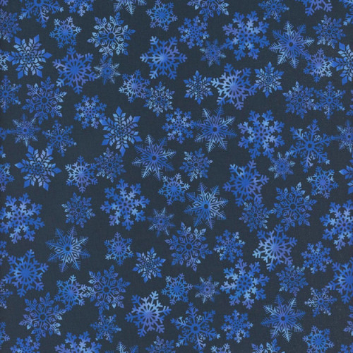 Timeless Treasures Fabric Northern Lights Midnight Blue Snowflakes