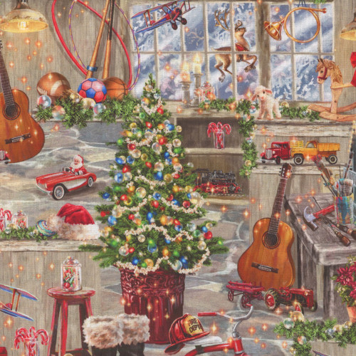 Timeless Treasures Fabrics Christmas Favorites Santas Workshop for Toys Multi