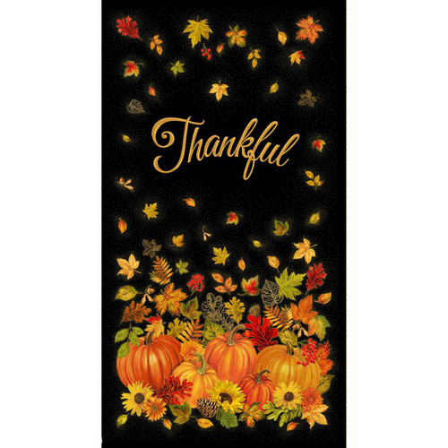 Timeless Treasures Fabrics Fall Festival Thankful Harvest Panel 24 Black