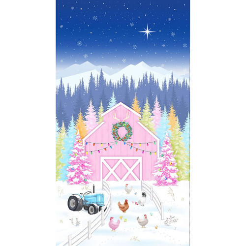 Timeless Treasures Fabrics Homestead Holiday Holiday Barn Panel 24 Multi