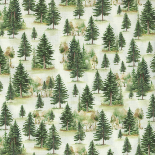 Timeless Treasures Fabrics Rustic Holiday Pine Trees Cream