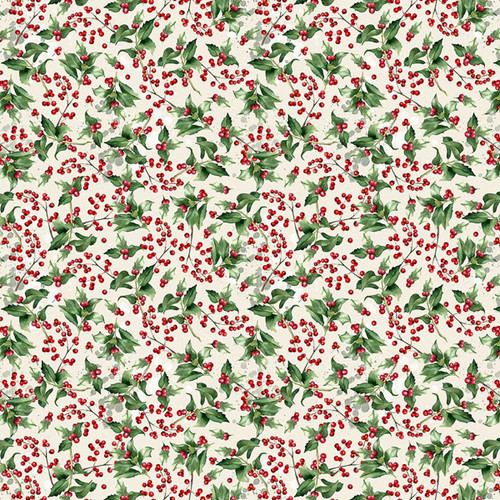 Timeless Treasures Fabrics Rustic Holiday Berry and Holly Sprays Berry