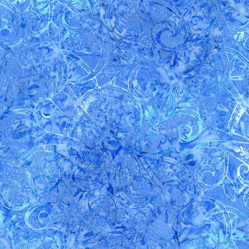 Timeless Treasures Fabrics Tonga Batik Crystal Etched Vines Blue