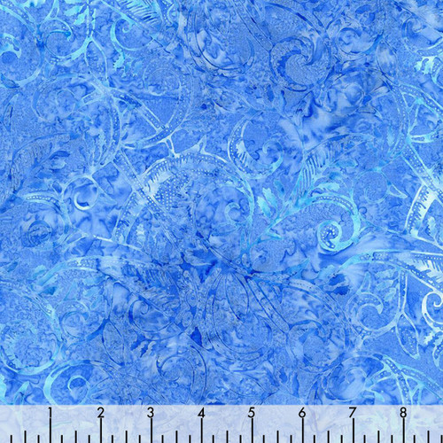 Timeless Treasures Fabrics Tonga Batik Crystal Etched Vines Blue