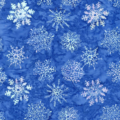 Timeless Treasures Fabrics Tonga Batik Crystal Various Snowflakes Royal