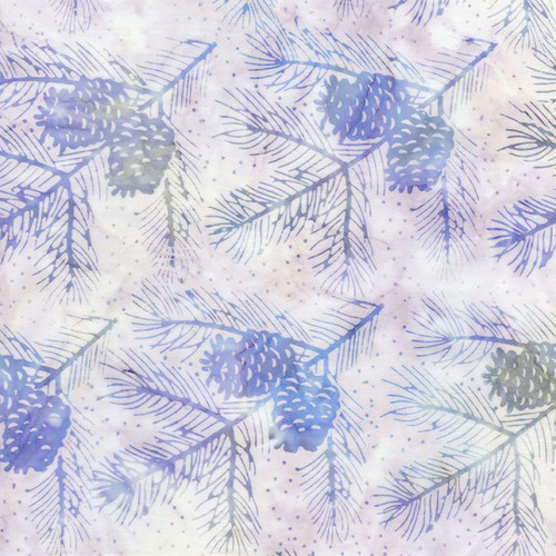 Timeless Treasures Fabrics Tonga Batik Crystal Pine Cone and Fir Bough Cream Snow