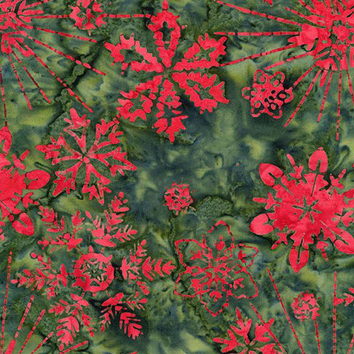 Timeless Treasures Fabrics Tonga Batik Mistletoe Snowflakes Holiday