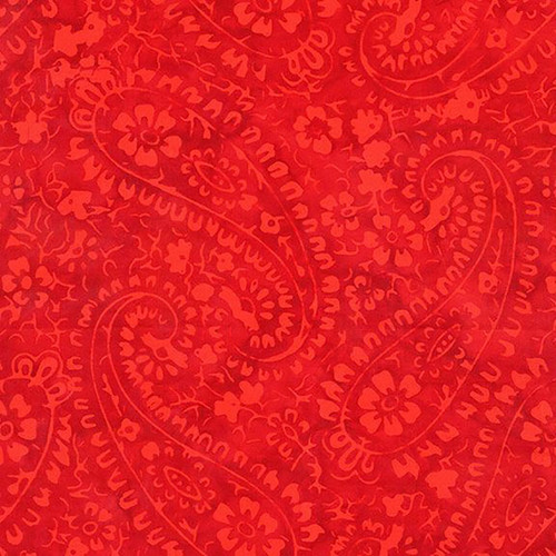 Timeless Treasures Fabrics Tonga Batik Mistletoe Floral Paisley Crimson