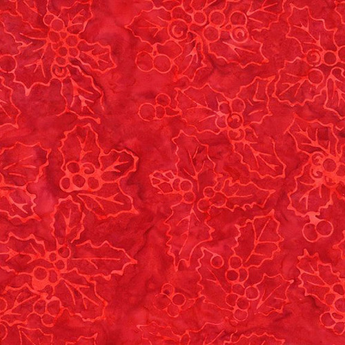 Timeless Treasures Fabrics Tonga Batik Mistletoe Mistletoe Holly Ruby