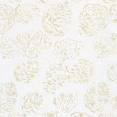 Timeless Treasures Fabrics Tonga Batik Mistletoe Pine Cones Cream Vanilla