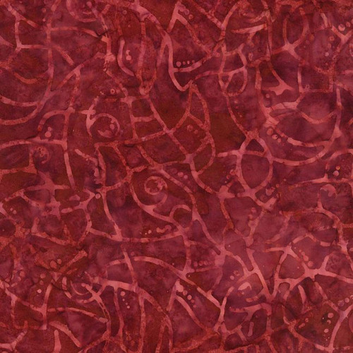 Timeless Treasures Fabrics Tonga Batiks Cedar & Sleigh Bells Floral Cracks Crimson Red Spice