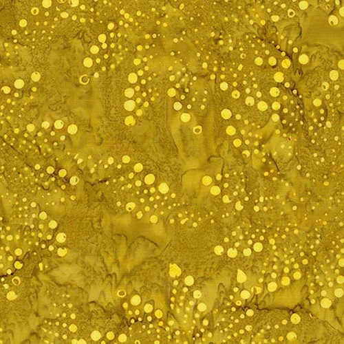 Timeless Treasures Fabrics Tonga Batiks Cedar & Sleigh Bells Floral Fireworks Gold Yellow Brass, detailed batik fabric with gold and yellow floral and fireworks patterns, vibrant and luxurious textile design.