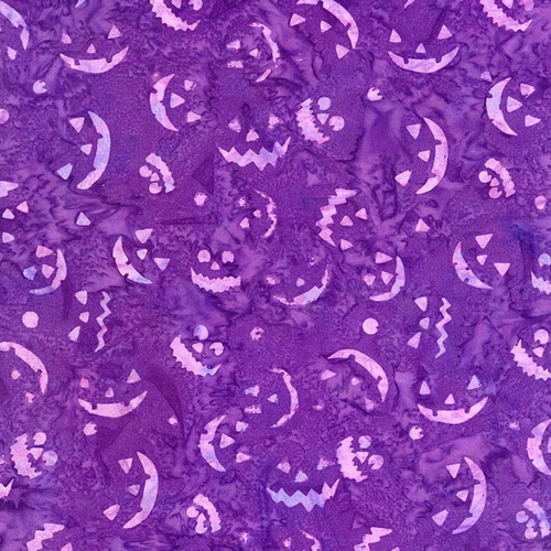 Timeless Treasures Fabrics Tonga Batiks Haunted Halloween Spooky Pumpkin Smiles Purple