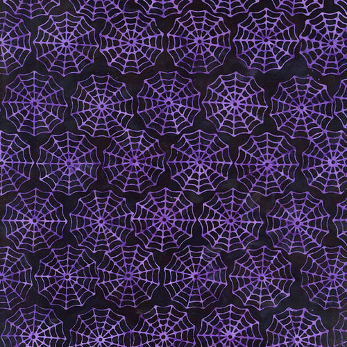 Timeless Treasures Fabrics Tonga Batiks Haunted Halloween Spider Webs Black Purple Treat
