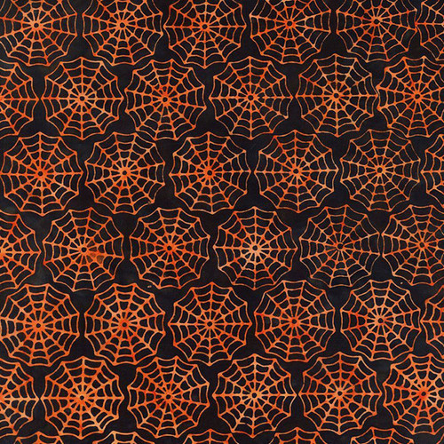 Timeless Treasures Fabrics Tonga Batiks Haunted Halloween Spider Webs Orange Black Trick
