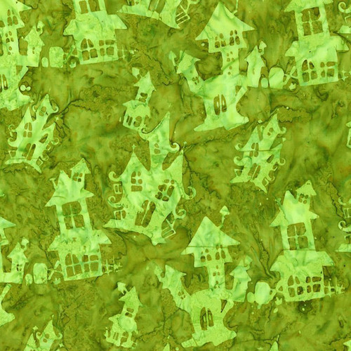 Timeless Treasures Fabrics Tonga Batiks Haunted Halloween Haunted Houses Lime Green Poison