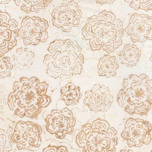 Timeless Treasures Fabrics Tonga Batiks Hayride Pearled Flowers Hibiscus Cream Latte