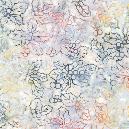 Timeless Treasures Fabrics Tonga Batiks Hayride Holiday Mistletoe and Holly Frost
