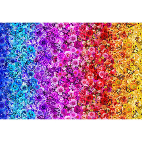 Timeless Treasures Fabrics Butterfly Garden Rainbow Bloom Stripe Butterflies