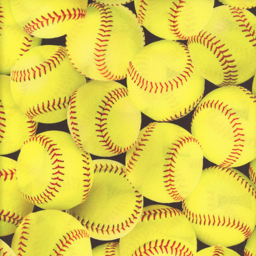 Timeless Treasures Fabrics Sports Yellow Girls Softball Collage