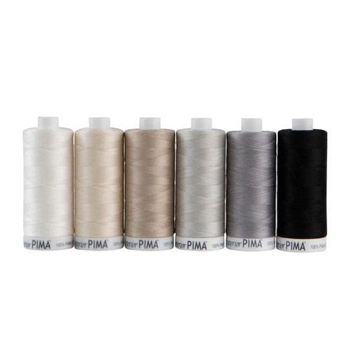 Superior PIMA 50wt Cotton Thread Set Six 1,200 yd Spools - Neutrals
