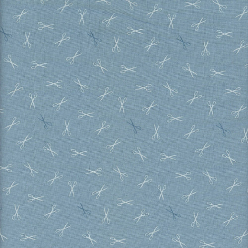 Andover Fabrics Sewing Bird by Laundry Basket Quilts Azure Blue Good Scissors