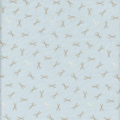 Andover Fabrics Sewing Bird by Laundry Basket Quilts Blue Quartz Good Scissors
